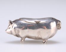 A SMALL SILVER NOVELTY BOX, IN THE FORM OF A PIG