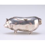 A SMALL SILVER NOVELTY BOX, IN THE FORM OF A PIG