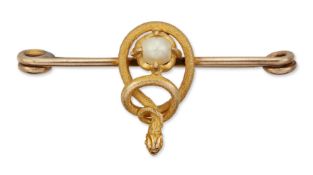 A PEARL SNAKE BROOCH