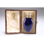 A VICTORIAN GOLD-MOUNTED BLUE-GLASS SCENT BOTTLE