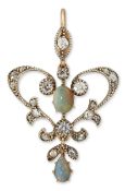 A LATE 19TH CENTURY OPAL AND DIAMOND PENDANT