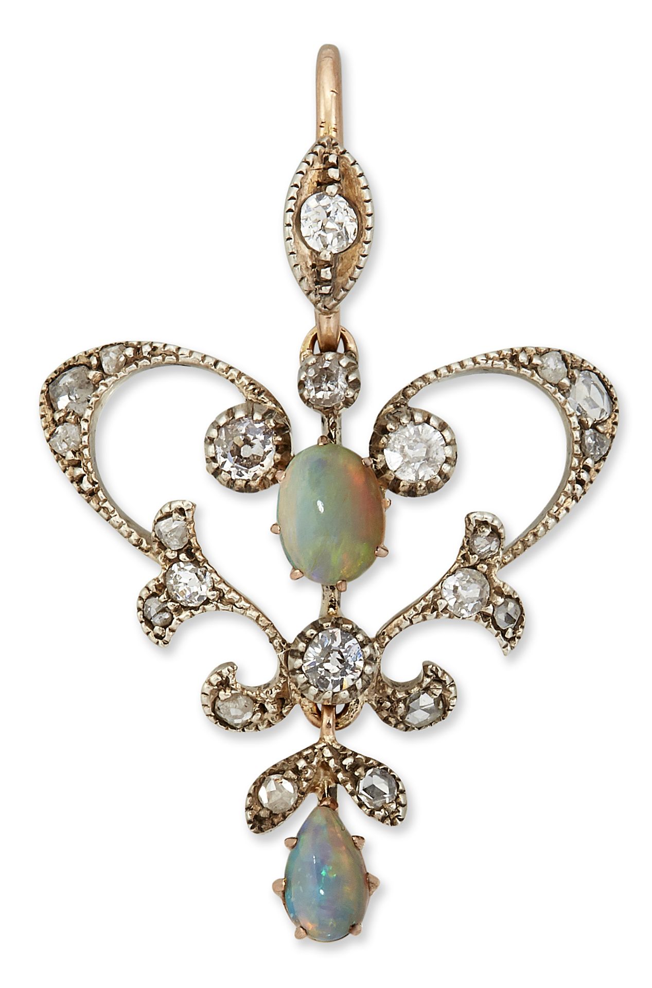 A LATE 19TH CENTURY OPAL AND DIAMOND PENDANT