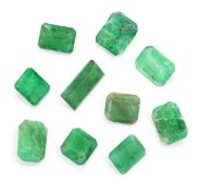 TEN OCTAGONAL-CUT EMERALDS