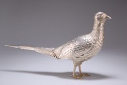 A LARGE CONTINENTAL SILVER MODEL OF A PHEASANT