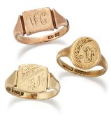 THREE SIGNET RINGS