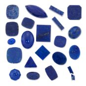 TWENTY ONE PIECES OF WORKED LAPIS LAZULI