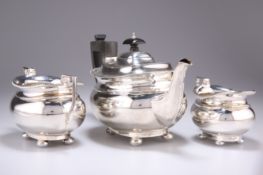 A GEORGE V SILVER THREE-PIECE TEA SERVICE