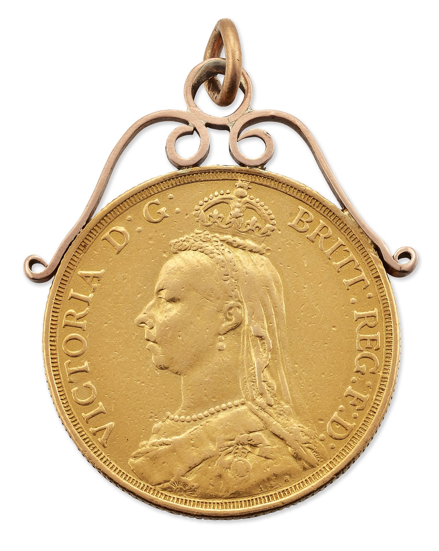 AN 1887 VICTORIA JUBILEE HEAD DOUBLE SOVEREIGN £2 COIN, SOLDERED AS A PENDANT