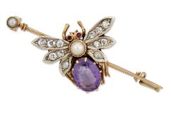 A LATE 19TH CENTURY GEM SET INSECT BROOCH