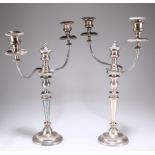 A PAIR OF OLD SHEFFIELD PLATE CANDELABRA