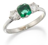 AN EMERALD AND DIAMOND RING