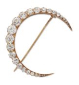 A LATE 19TH CENTURY DIAMOND CRESCENT BROOCH