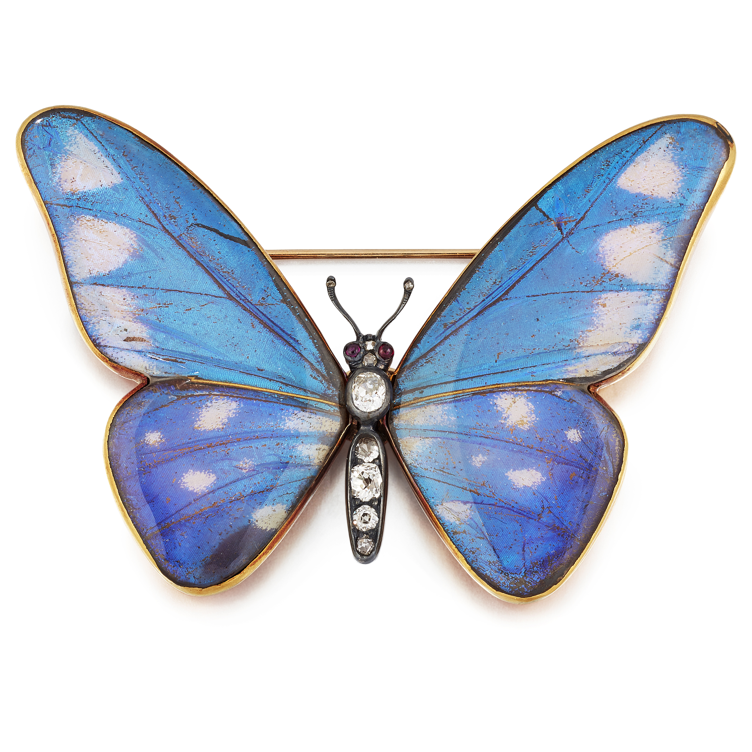 AN EARLY 20TH CENTURY BUTTERFLY WING, DIAMOND AND RUBY BUTTERFLY BROOCH, BY ERNST PALTSCHO - Image 2 of 2