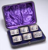 A GOOD SET OF SIX GEORGE V SILVER NAPKIN RINGS