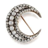 A VICTORIAN DIAMOND CRESCENT BROOCH