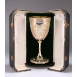 ROWING INTEREST: A LARGE GEORGE V PARCEL-GILT SILVER GOBLET