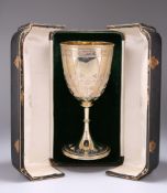 ROWING INTEREST: A LARGE GEORGE V PARCEL-GILT SILVER GOBLET