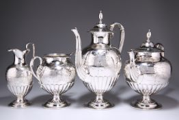 A HANDSOME VICTORIAN SILVER FOUR-PIECE TEA AND COFFEE SERVICE