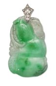 A JADE AND DIAMOND PENDANT