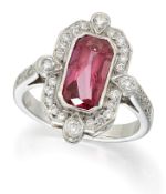 A RUBY AND DIAMOND RING