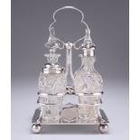 A LATE VICTORIAN ELECTROPLATED FOUR-BOTTLE CRUET SET