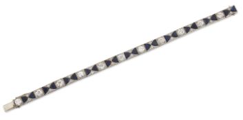 AN ART DECO SAPPHIRE AND DIAMOND BRACELET