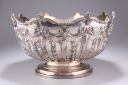 AN EDWARDIAN LARGE SILVER PUNCH BOWL