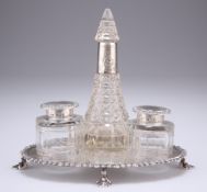 AN EDWARD VII PAIR OF SILVER CAPPED INKWELLS