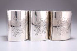 A RARE SET OF THREE GEORGE III SILVER CADDIES