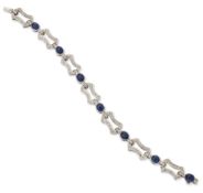 A SAPPHIRE AND DIAMOND BRACELET