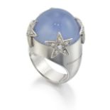MARGHERITA BURGENER: A BLUE CHALCEDONY AND DIAMOND COCKTAIL RING