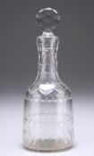 A SMALL CUT-GLASS LIQUEUR DECANTER, MID-19TH CENTURY, of shaft and mallet form. 20.5cm high