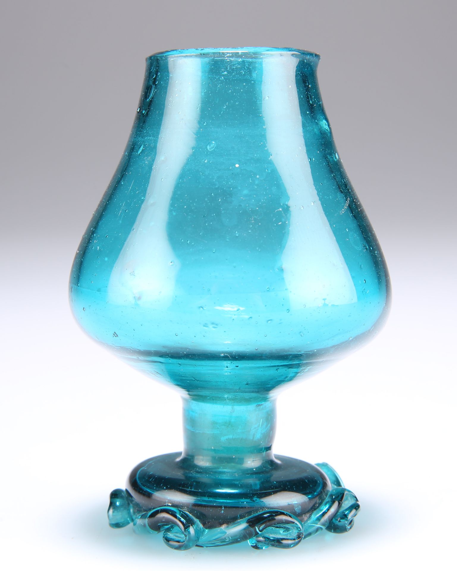 A SMALL BOHEMIAN TURQUOISE VASE