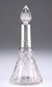 A GEORGE V SILVER-MOUNTED CUT-GLASS SCENT BOTTLE