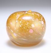 A GLASS PAPERWEIGHT IN THE FORM OF AN APPLE