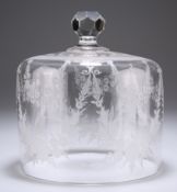 A BACCARAT GLASS CHEESE COVER, the dome etched with floral garlands, the top etched with a band of