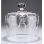 A BACCARAT GLASS CHEESE COVER, the dome etched with floral garlands, the top etched with a band of