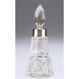 A GEORGE V SILVER-MOUNTED CUT-GLASS SCENT BOTTLE