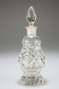 A PEAR SHAPED GLASS PERFUME BOTTLE AND STOPPER, CIRCA 1890