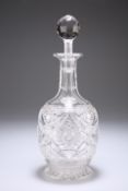 A LATE 19TH CENTURY CUT-GLASS DECANTER AND STOPPER