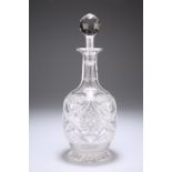 A LATE 19TH CENTURY CUT-GLASS DECANTER AND STOPPER