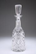 A WATERFORD CUT-GLASS DECANTER AND STOPPER, with extensively cut body, neck and stopper, signed.