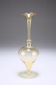 A LAUSCHA GLASS VASE, MID-20TH CENTURY, with bulbous lower section and double-ringed neck, raised on