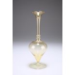 A LAUSCHA GLASS VASE, MID-20TH CENTURY, with bulbous lower section and double-ringed neck, raised on