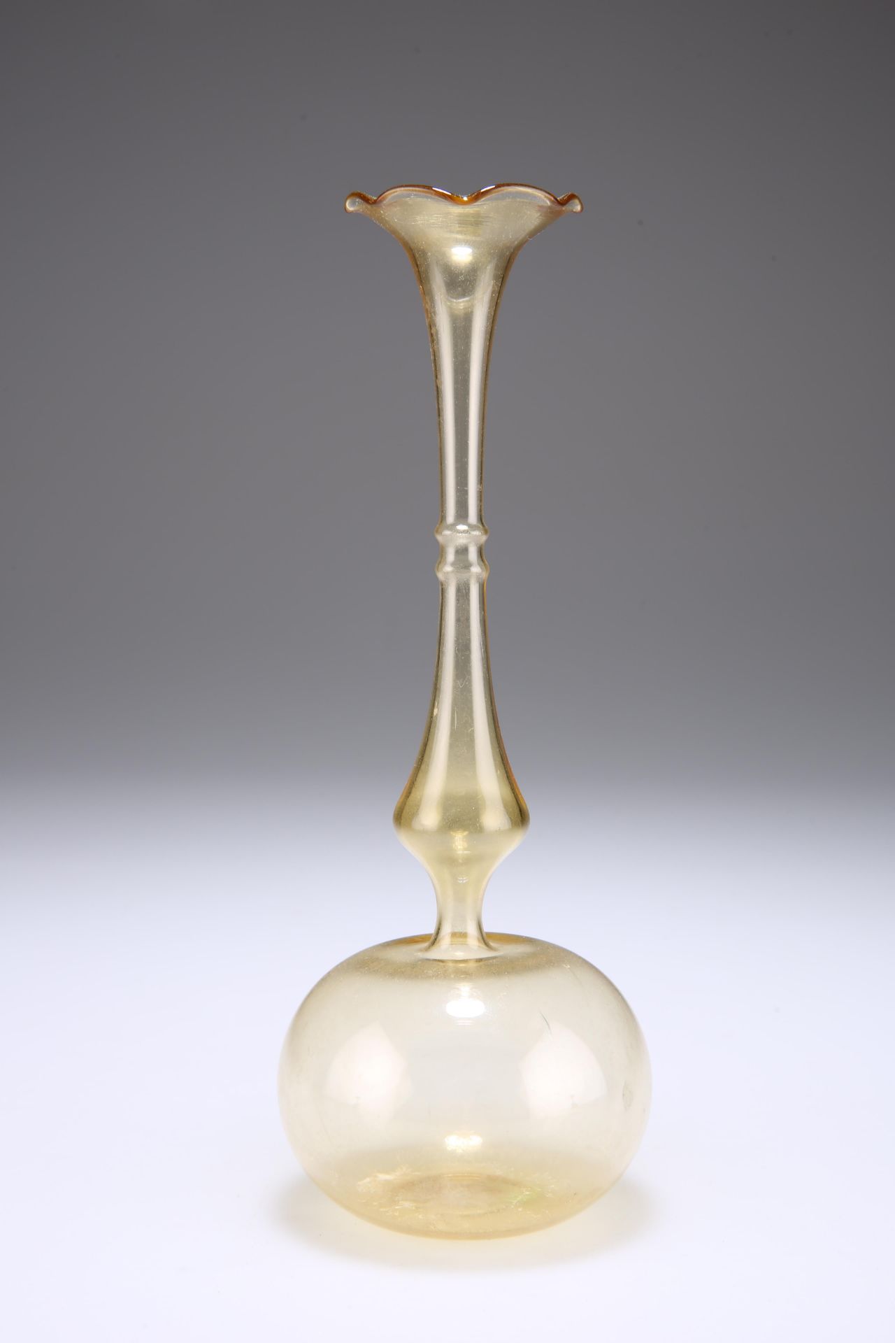 A LAUSCHA GLASS VASE, MID-20TH CENTURY, with bulbous body and baluster neck. 19.1cm high Provenance: