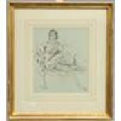 FRANCO MATANIA (1922-2006), FEMALE NUDE SEATED ON A SETTEE