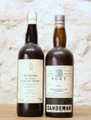 2 BOTTLES MIXED LOT RARE OLD SANDEMAN'S SHERRY AND PORT