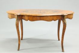 A 19TH CENTURY WALNUT AND FLORAL MARQUETRY CENTRE TABLE