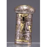 A SILVER AND GOLD INLAID FINIAL, WARRING STATES PERIOD