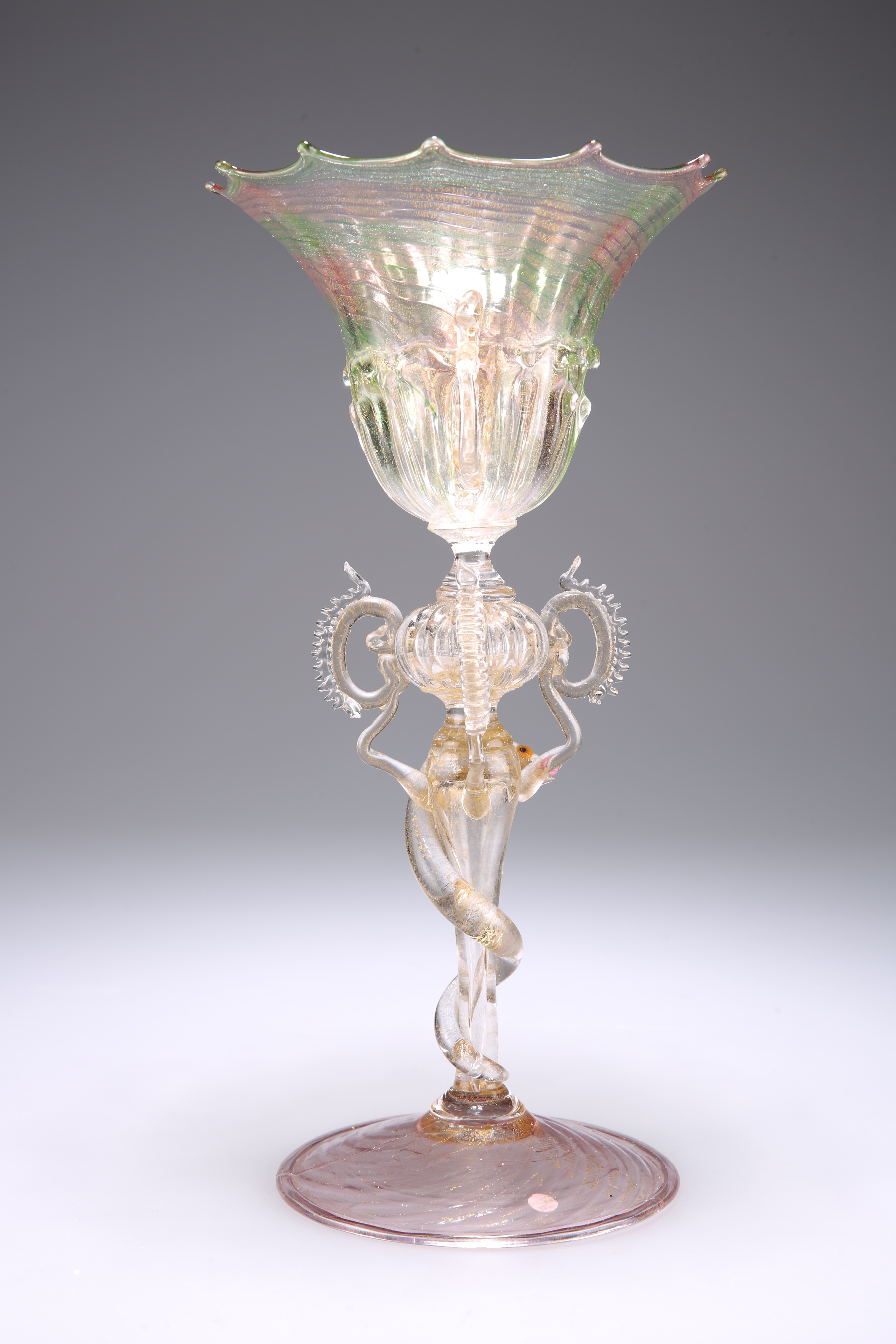 A VENETIAN 'SERPENT STEM' GOBLET - Image 3 of 4